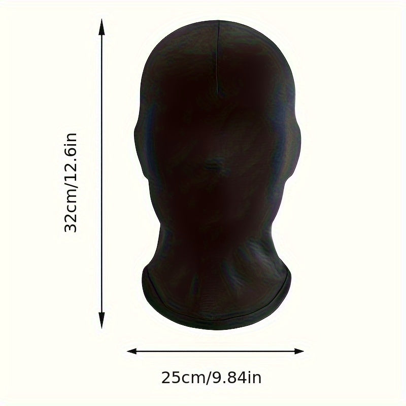 Sporty Black Lycra Full Face Mask - Perfect for Christmas Parties & Cosplay, Hand Washable