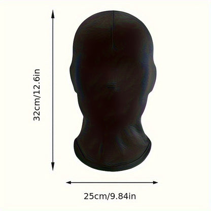 Sporty Black Lycra Full Face Mask - Perfect for Christmas Parties & Cosplay, Hand Washable