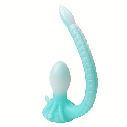 NEZEND 1pc Octopus Tail Shaped Penis/ Anal Plug Microwave Sterilizable, Extra Long Tentacle Double Head Vibration, Liquid Silicone Non-Electric Anal Beaver for Men and Women, BDSM Intimate Sex Toy