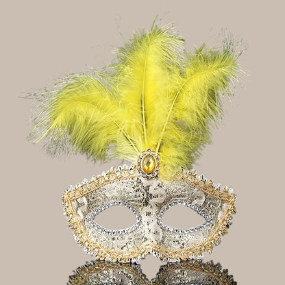 Lace & Feather Half-Face Masquerade Mask