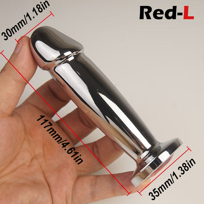 Dildo - Penis Shape Metal Anal Plug Dildo with Jewel, Anus Butt Plugs, Analplug Buttplug Sex Toys, Prostate Stimulation