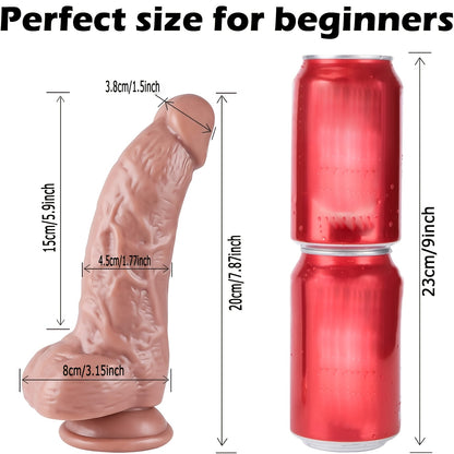 Lifelike 20 cm Thick Brown PVC Wand with Suction Base