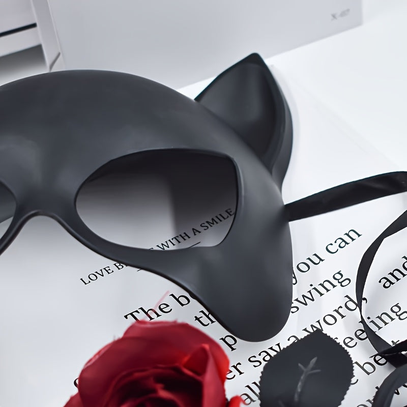 Cat Woman Costume Mask | Black Leather-Look