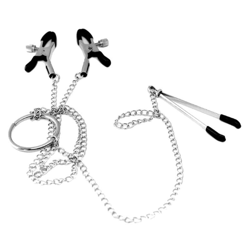 3pcs Nipple Clamps & Anal Plug Set BDSM Sensual Toy for Couples, Breast/Clit/Butt Play, Beginner BDSM Kit