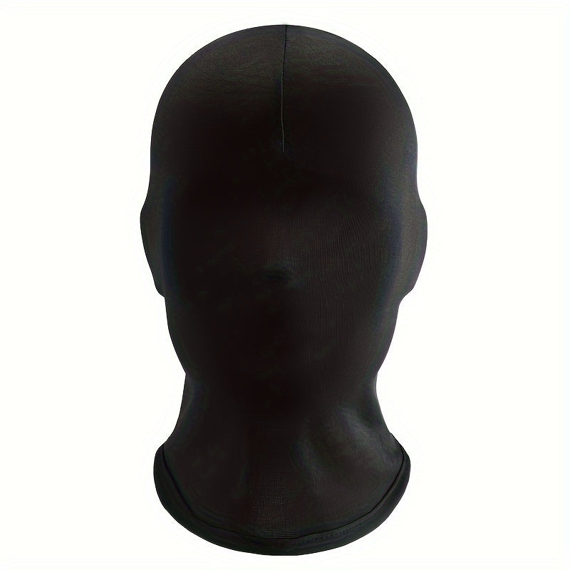 Sporty Black Lycra Full Face Mask - Perfect for Christmas Parties & Cosplay, Hand Washable