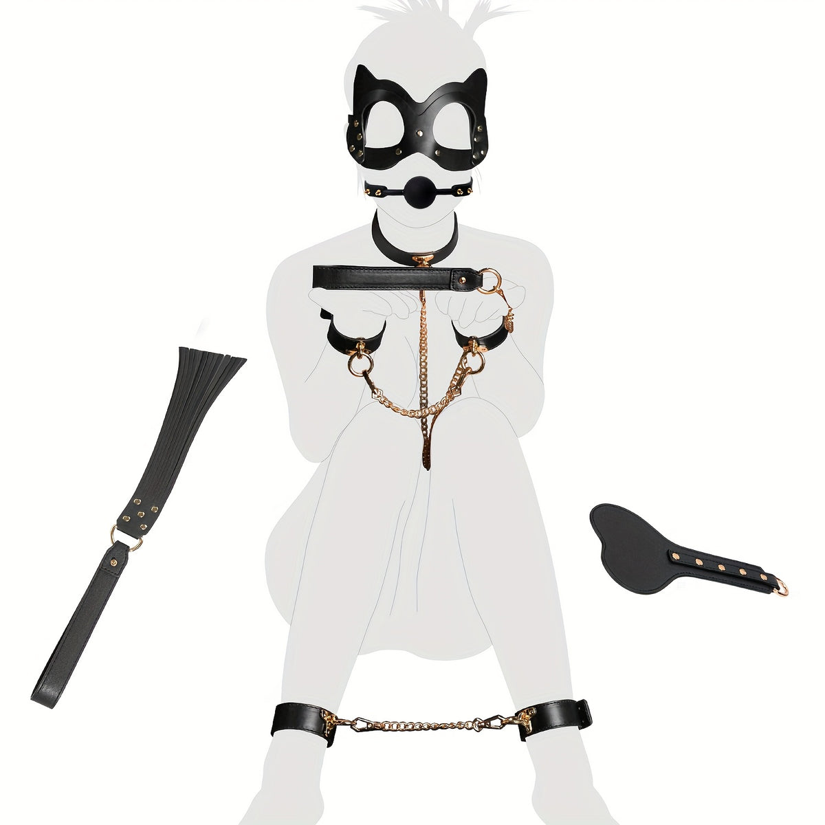 10-Piece Cat Ear Leather Couples Play Kit