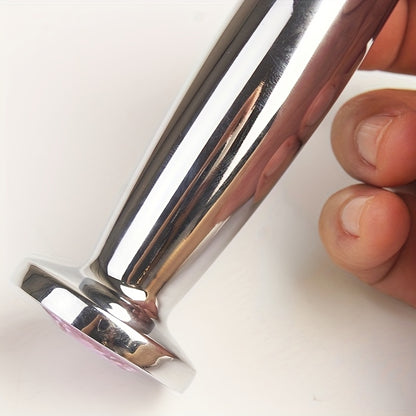 Dildo - Penis Shape Metal Anal Plug Dildo with Jewel, Anus Butt Plugs, Analplug Buttplug Sex Toys, Prostate Stimulation