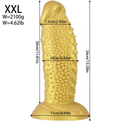 Golden Spiky Texture Dildo — 5 Sizes Anal and Vaginal
