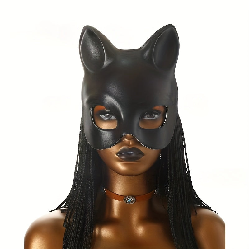 Cat Woman Costume Mask | Black Leather-Look