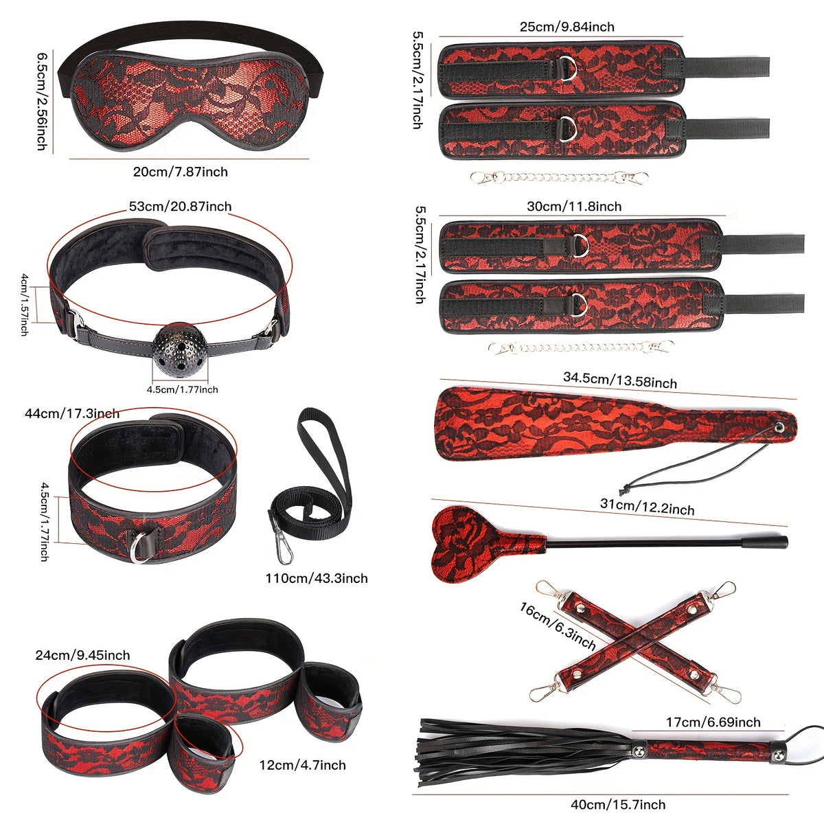 Red Lace 11-Piece Couples Sensation Set