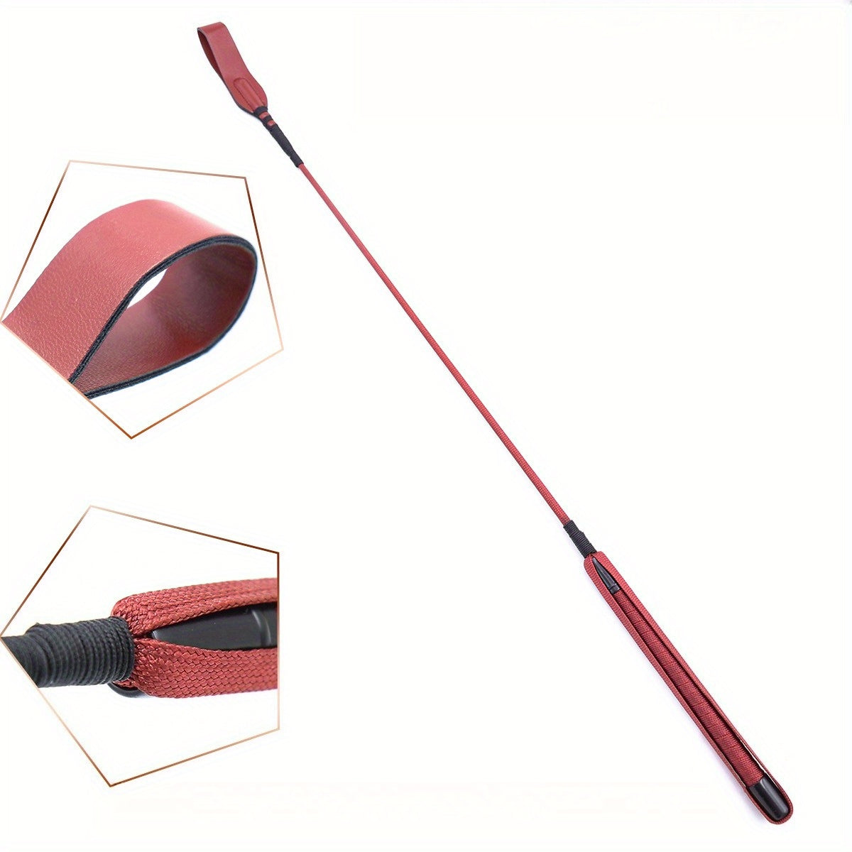 1pc Professional Equestrian Short Whip - Red Faux Leather with Black Grip, Anti-Slip Wrist Strap, Durable Horse Riding Crop for Training & Competitions, Equestrian Equipment, Sleek Design, Secure Grip Handle