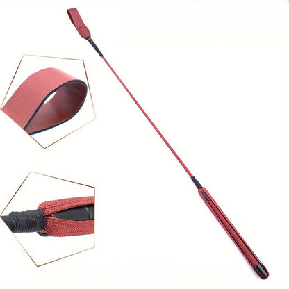 1pc Professional Equestrian Short Whip - Red Faux Leather with Black Grip, Anti-Slip Wrist Strap, Durable Horse Riding Crop for Training & Competitions, Equestrian Equipment, Sleek Design, Secure Grip Handle