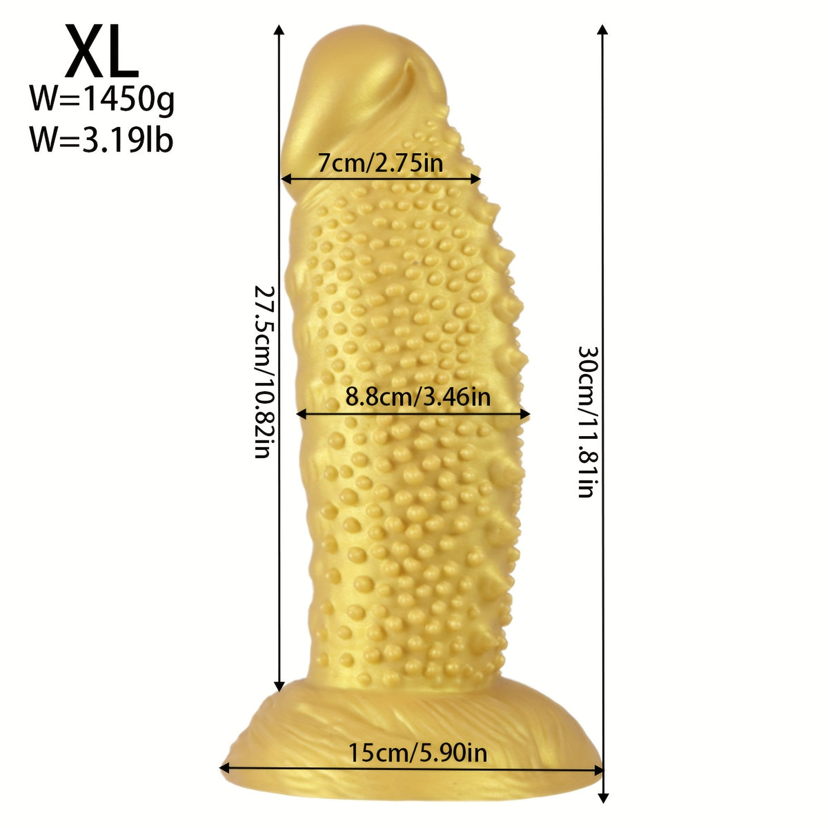 Golden Spiky Texture Dildo — 5 Sizes Anal and Vaginal