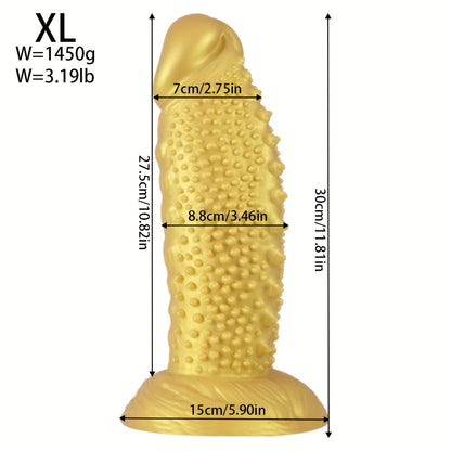 Golden Spiky Texture Dildo — 5 Sizes Anal and Vaginal