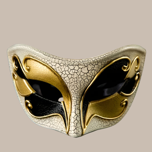 Cracked-Design Golden Half-Face Masquerade Mask