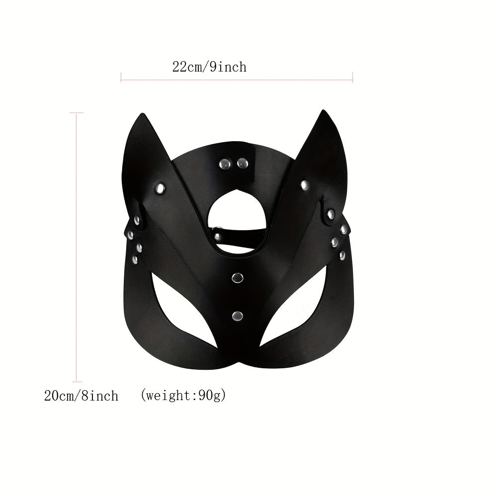 Gothic Punk Cat Ear Faux Leather Mask