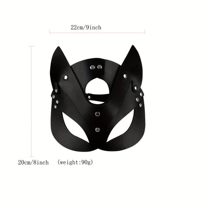 Gothic Punk Cat Ear Faux Leather Mask
