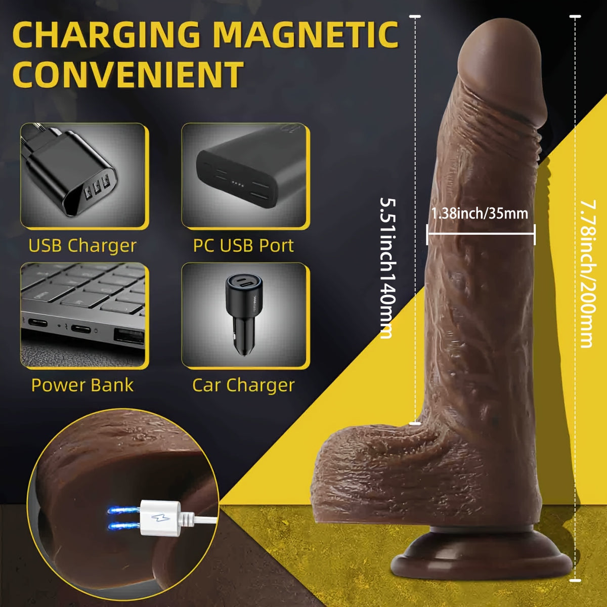 Remote-Control Thrusting Vibrating Warming Silicone Wand