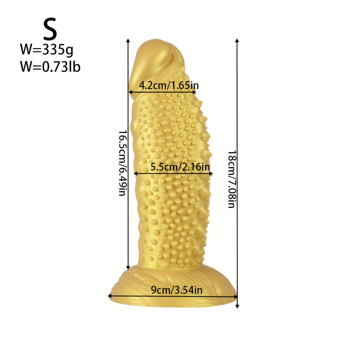 Golden Spiky Texture Dildo — 5 Sizes Anal and Vaginal
