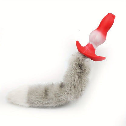 Sexy Anal Plug with Tail - Soft Silicone Butt Design for Adults, Wearable & Non-Electric, Perfect for Couples' Playtime
