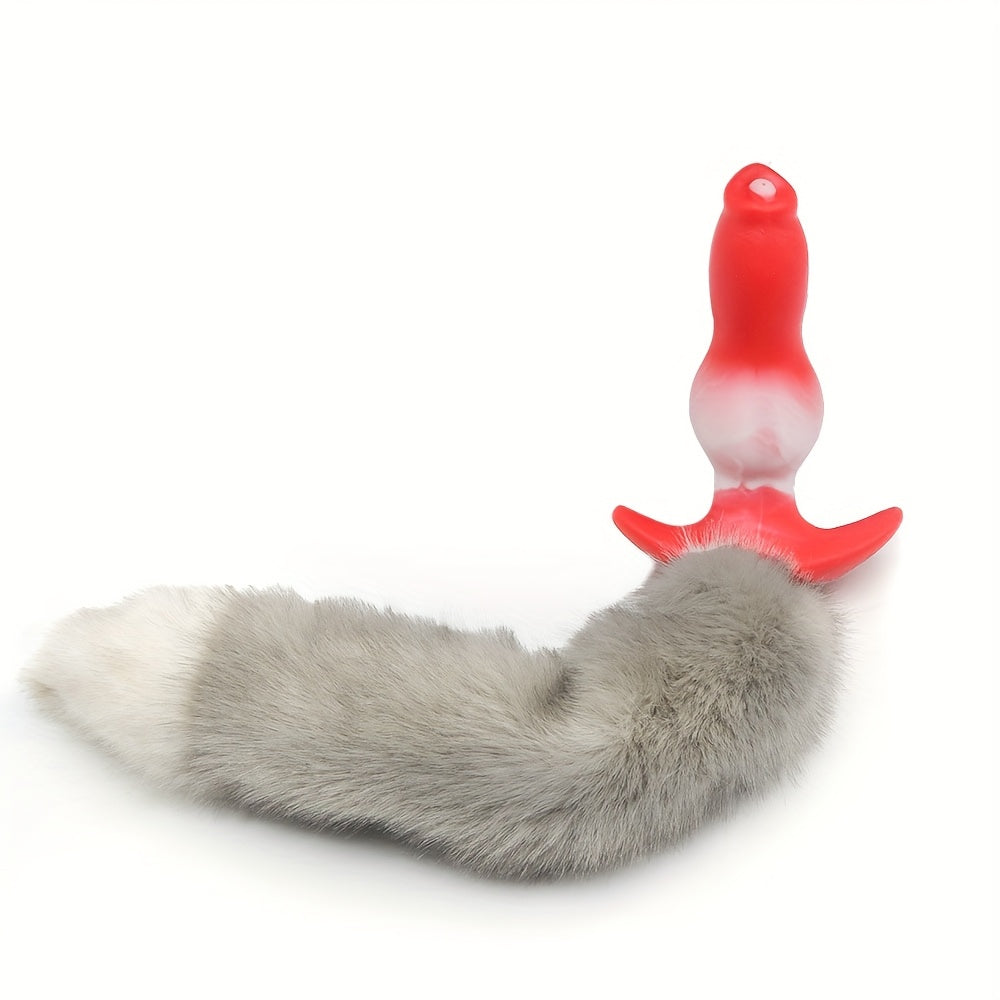 Sexy Anal Plug with Tail - Soft Silicone Butt Design for Adults, Wearable & Non-Electric, Perfect for Couples' Playtime
