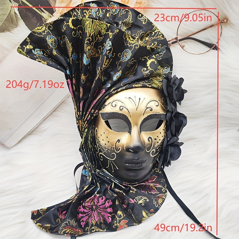 Hand-Painted Venetian Fan Masquerade Mask