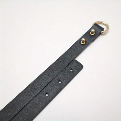 1pc PU Leather Cuffs with Golden Chain - Elegant Black Female Slave Cuffs for Bondage, Roleplay, and Adult Entertainment, Stress Relief Accessories, Adult Entertainment Accessories|Elegant Cuff Design|Durable Leather Cuffs, L