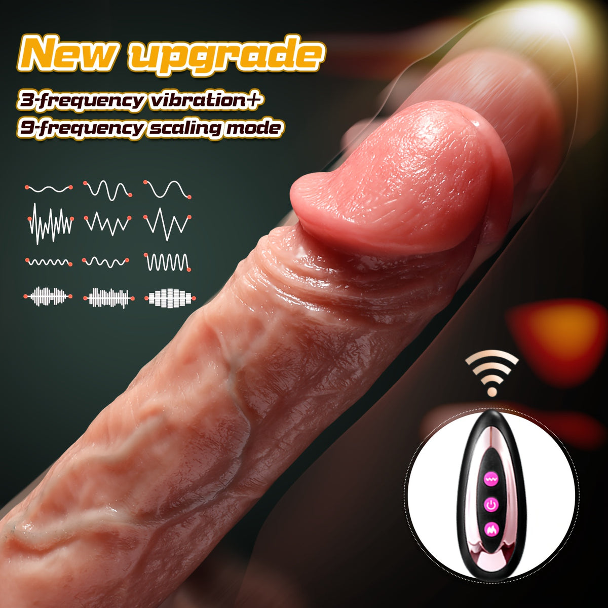 3-in-1 Thrusting Vibrating Warming Silicone Wand – 22 cm