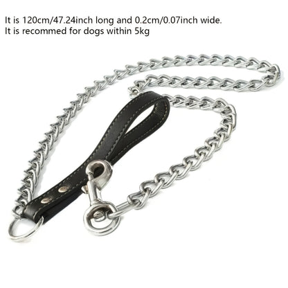 1pc - 120cm Heavy-Duty Anti-Bite Giant Leash with Handle for Dogs - Durable Stainless Steel Metal, Chew-Resistant, Ideal for Outdoor Training and Park Activities, Park Activities|Giant Leash|Chewresistant Leash, Dog Leash for