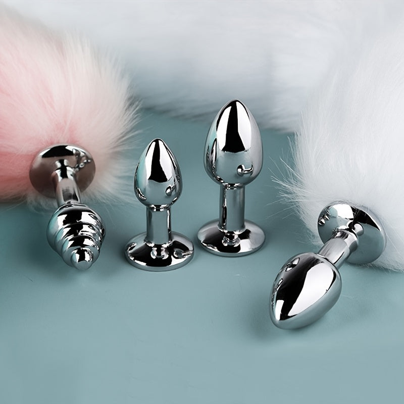 3pcs Detachable Fox Tail Metal Anal Plug, Three Types Plug Butt Plug, Cosplay Sex Games, Sex Toys For Men And Women