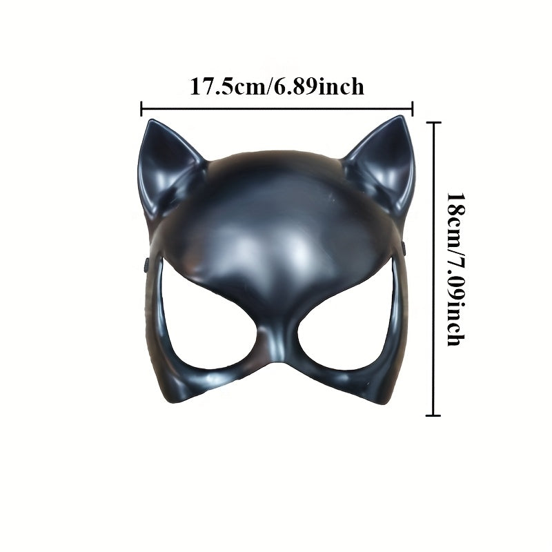 Cat Woman Costume Mask | Black Leather-Look