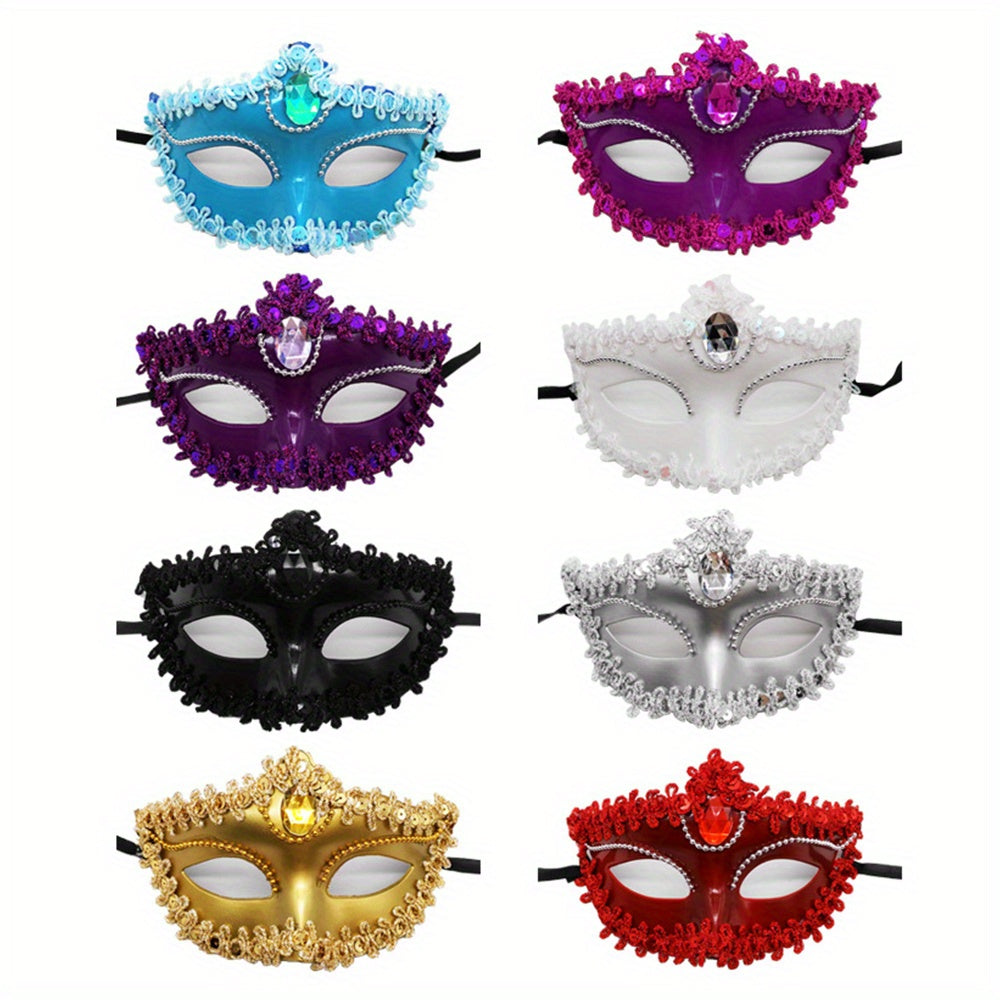 Rhinestone Princess Masquerade Mask 8-Pack