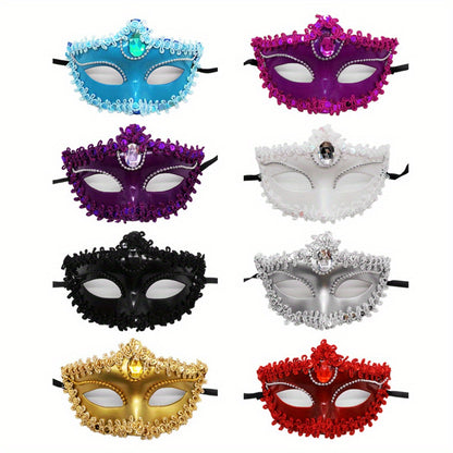 Rhinestone Princess Masquerade Mask 8-Pack