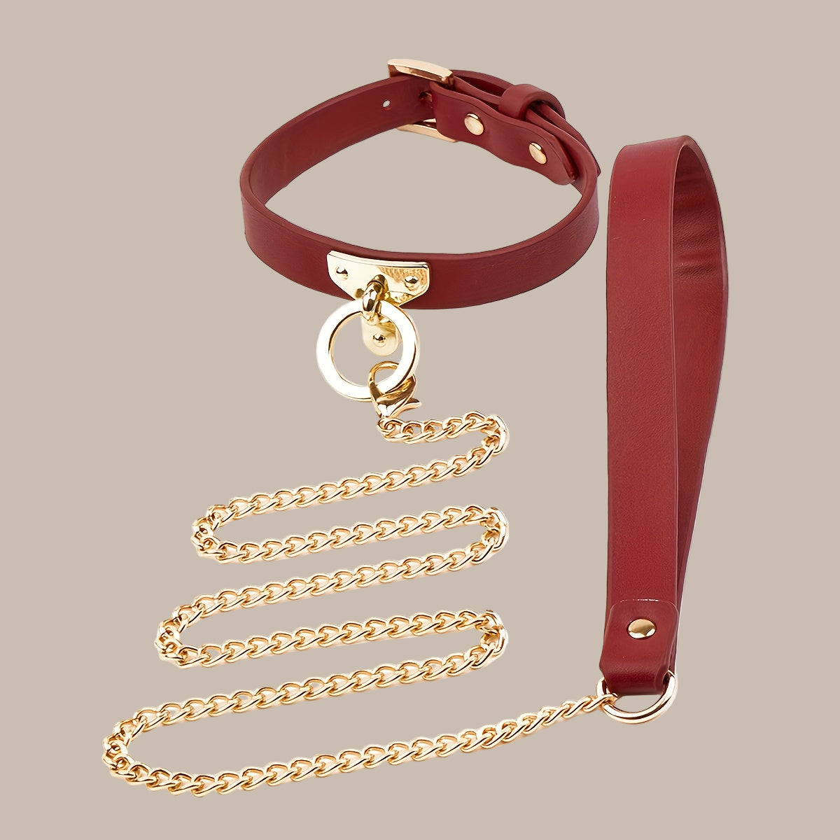 1pc BDSM Leather Collar with Golden Chain - Durable, Adjustable, and Comfortable for Flirting Games, Role-Playing, and Adult Pleasure, Ideal Gift for Valentine'S Day, Halloween, Christmas, and Birthday, Adult Sex Toy | Playfu