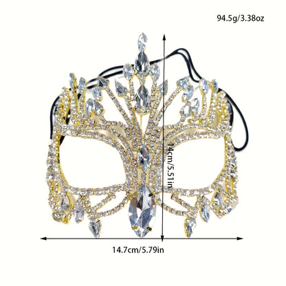 Copper Diamond Masquerade Mask with Glass Inlay