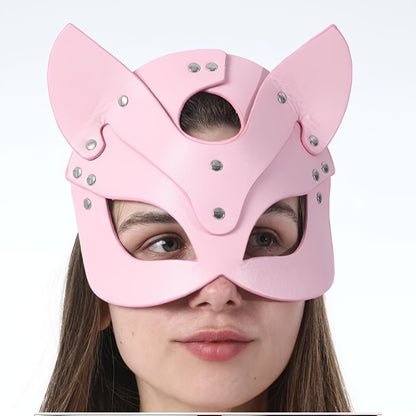 Gothic Punk Cat Ear Faux Leather Mask
