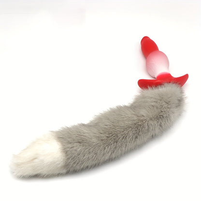 Sexy Anal Plug with Tail - Soft Silicone Butt Design for Adults, Wearable & Non-Electric, Perfect for Couples' Playtime