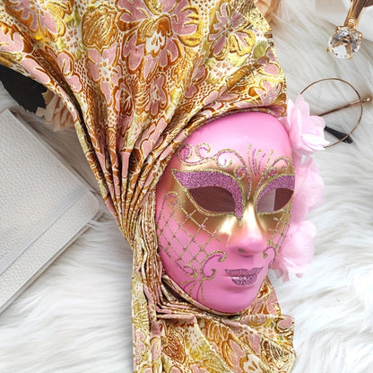 Hand-Painted Venetian Fan Masquerade Mask