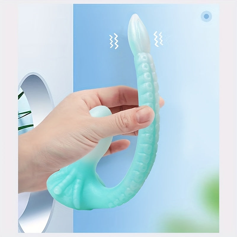 NEZEND 1pc Octopus Tail Shaped Penis/ Anal Plug Microwave Sterilizable, Extra Long Tentacle Double Head Vibration, Liquid Silicone Non-Electric Anal Beaver for Men and Women, BDSM Intimate Sex Toy