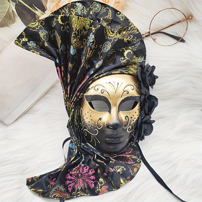 Hand-Painted Venetian Fan Masquerade Mask