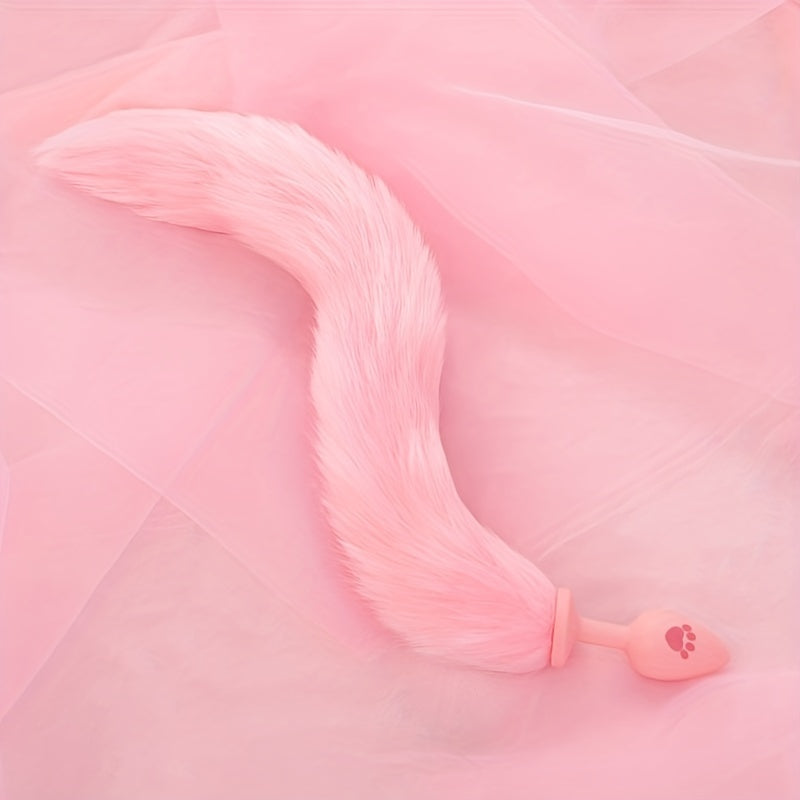 One Piece Cute Sexy Plush Pussy Tail Anal Plug Silicone Cat Paw Ass Plug, Fox Tail Animal Tail Dildo BDSM Cosplay Role Play Flirt Play, Sex Toys For Male Female
