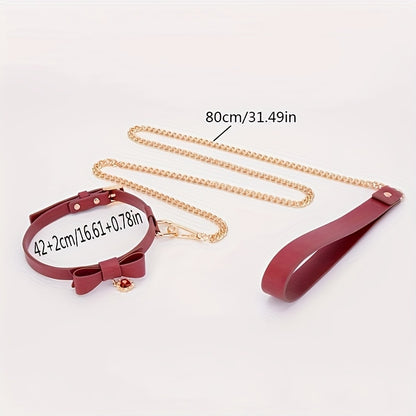 SUTEYI Cute Bowknot Dog Collar with Matching Leash Set - Adjustable, Durable, and Stylish Walking Accessory for Your Pet