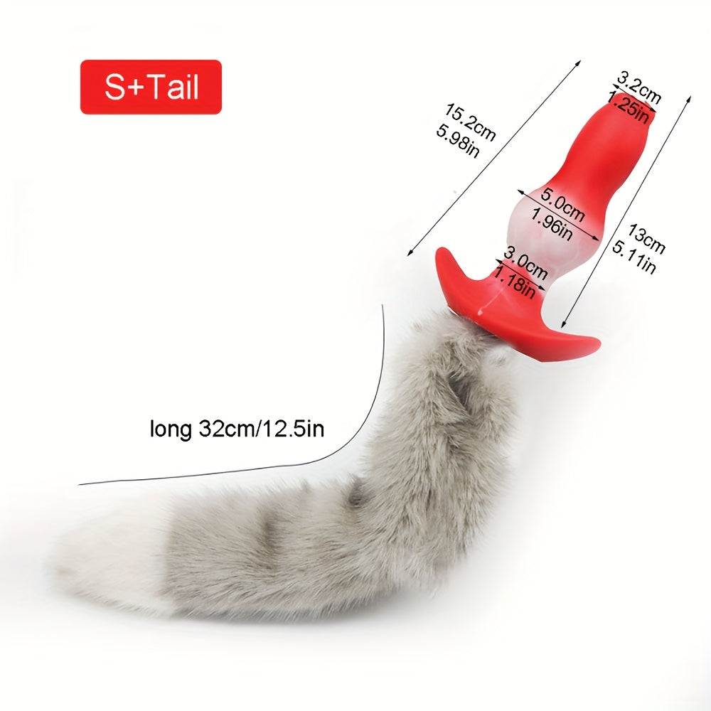 Sexy Anal Plug with Tail - Soft Silicone Butt Design for Adults, Wearable & Non-Electric, Perfect for Couples' Playtime