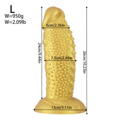 Golden Spiky Texture Dildo — 5 Sizes Anal and Vaginal