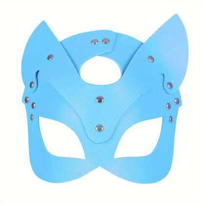Gothic Punk Cat Ear Faux Leather Mask