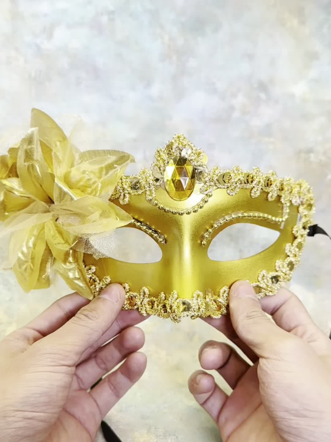 Lily Flower Rhinestone Half-Face Mask
