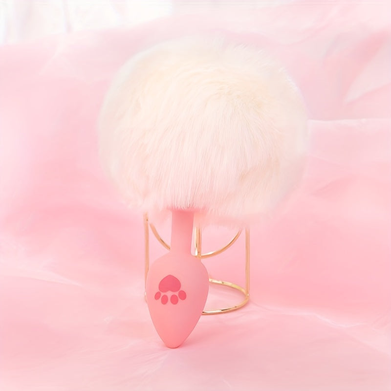 One Piece Cute Sexy Plush Pussy Tail Anal Plug Silicone Cat Paw Ass Plug, Fox Tail Animal Tail Dildo BDSM Cosplay Role Play Flirt Play, Sex Toys For Male Female