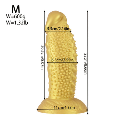 Golden Spiky Texture Dildo — 5 Sizes Anal and Vaginal