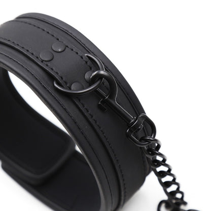 2-Security Locking Black PU Leather Dog Harness with Adjustable Straps & Metal Chains - Heavy Duty for Large Dogs, Panic Button Safety, Anti-Slip Design for Secure Control and Peace of Mind, Pet Safety Equipment, Reliable Buc