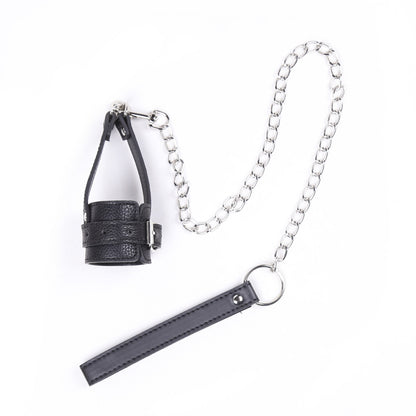 Adult SM Decompression Toy - Bondage Traction JJ Ring Penis Ring, Cock Ring with Adjustable Leather Sleeve Lock, Sperm Ring Collar, Elegant Silver Chain Design, Ideal for BDSM Play, BDSM Play Ring|Elegant Chain Design|Adjusta